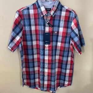 Chaps Men's Red and Blue Plaid Button Down Shirt